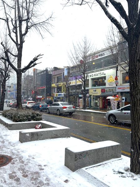 冬の韓国の街並み